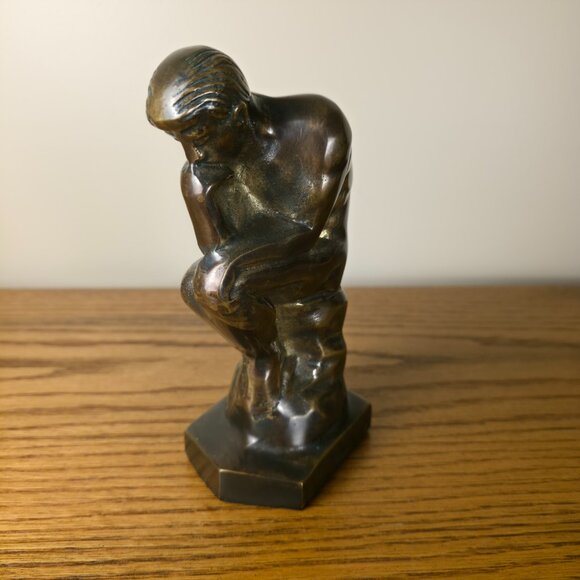 Vintage Cast Bronze “The Thinker” Sculpture – 19 cm Figurative Art Statue - Picture 5 of 11